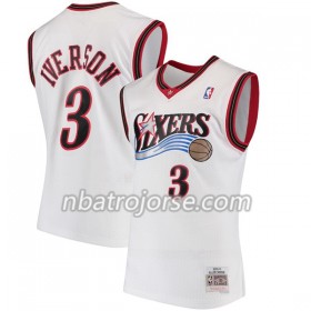 Män Philadelphia 76ers Tröja Allen Iverson 3 Hardwood Classics Vit Swingman
